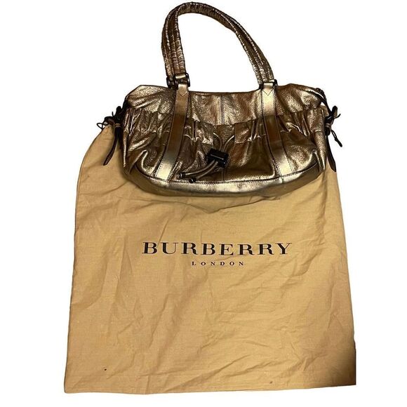 Burberry - Authentic Metallic Silver Purse w/ Duster - Picture 1 of 12